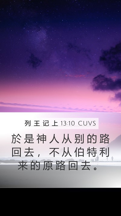 列 王 记 上 13:10 CUVS Mobile Phone Wallpaper - 於 是 神 人 从 别 的 路 回 去 ， 不 - Mobile Bible Verse Wallpaper