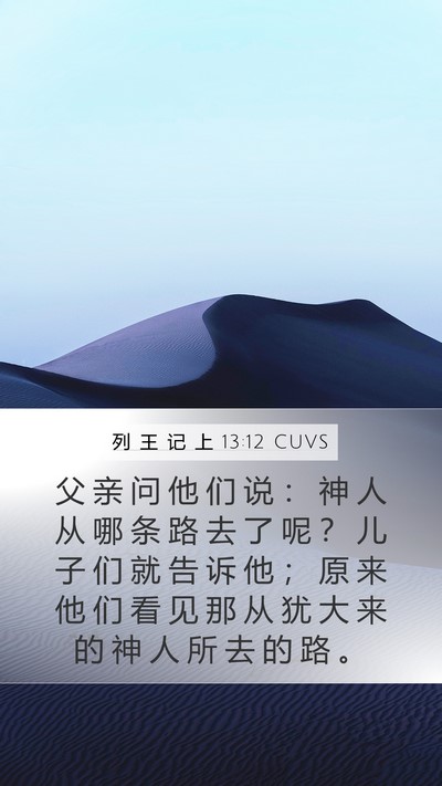 列 王 记 上 13:12 CUVS Mobile Phone Wallpaper - 父 亲 问 他 们 说 ： 神 人 从 哪 条 - Mobile Bible Verse Wallpaper
