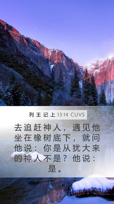 列 王 记 上 13:14 CUVS Mobile Phone Wallpaper - 去 追 赶 神 人 ， 遇 见 他 坐 在 橡 - Mobile Bible Verse Wallpaper