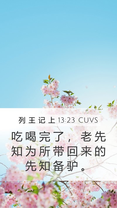 列 王 记 上 13:23 CUVS Mobile Phone Wallpaper - 吃 喝 完 了 ， 老 先 知 为 所 带 回 - Mobile Bible Verse Wallpaper