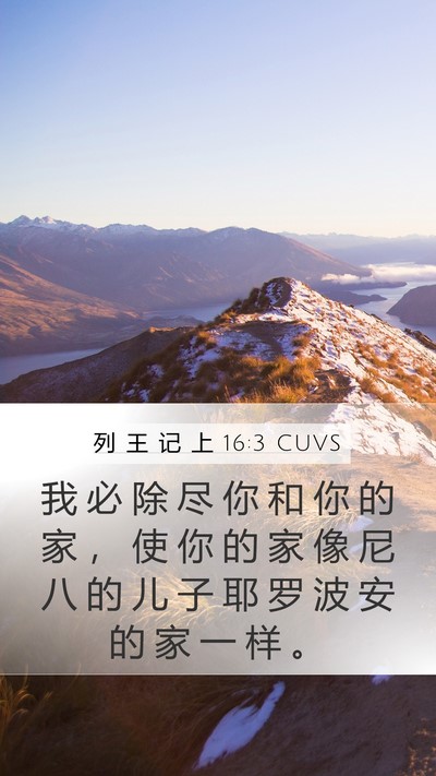 列 王 记 上 16:3 CUVS Mobile Phone Wallpaper - 我 必 除 尽 你 和 你 的 家 ， 使 你 - Mobile Bible Verse Wallpaper