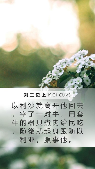 列 王 记 上 19:21 CUVS Bible Verse Image