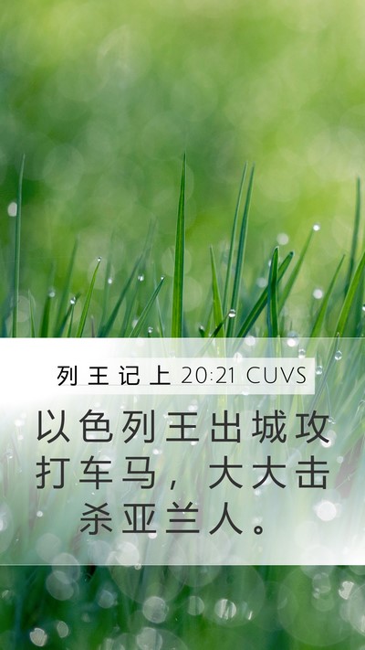 列 王 记 上 20:21 CUVS Mobile Phone Wallpaper - 以 色 列 王 出 城 攻 打 车 马 ， 大 - Mobile Bible Verse Wallpaper