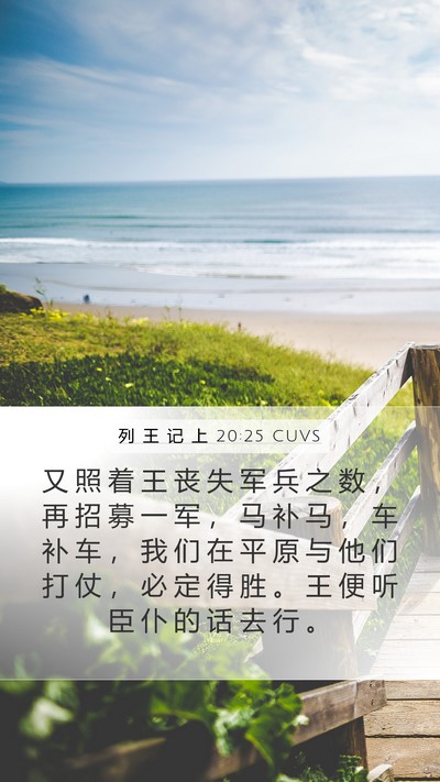 列 王 记 上 20:25 CUVS Mobile Phone Wallpaper - 又 照 着 王 丧 失 军 兵 之 数 ， 再 - Mobile Bible Verse Wallpaper
