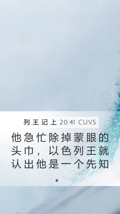 列 王 记 上 20:41 CUVS Mobile Phone Wallpaper - 他 急 忙 除 掉 蒙 眼 的 头 巾 ， 以 - Mobile Bible Verse Wallpaper