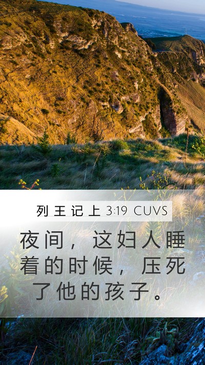 列 王 记 上 3:19 CUVS Mobile Phone Wallpaper - 夜 间 ， 这 妇 人 睡 着 的 时 候 ， - Mobile Bible Verse Wallpaper