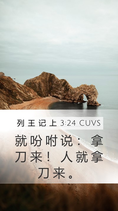 列 王 记 上 3:24 CUVS Mobile Phone Wallpaper - 就 吩 咐 说 ： 拿 刀 来 ！ 人 就 拿 - Mobile Bible Verse Wallpaper