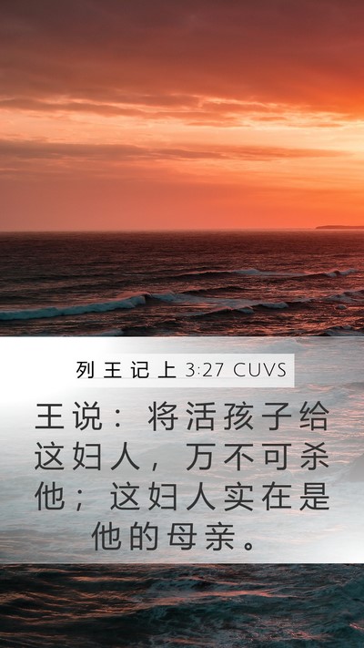 列 王 记 上 3:27 CUVS Mobile Phone Wallpaper - 王 说 ： 将 活 孩 子 给 这 妇 人 ， - Mobile Bible Verse Wallpaper