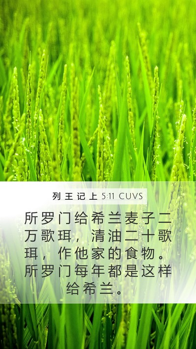 列 王 记 上 5:11 CUVS Mobile Phone Wallpaper - 所 罗 门 给 希 兰 麦 子 二 万 歌 珥 - Mobile Bible Verse Wallpaper