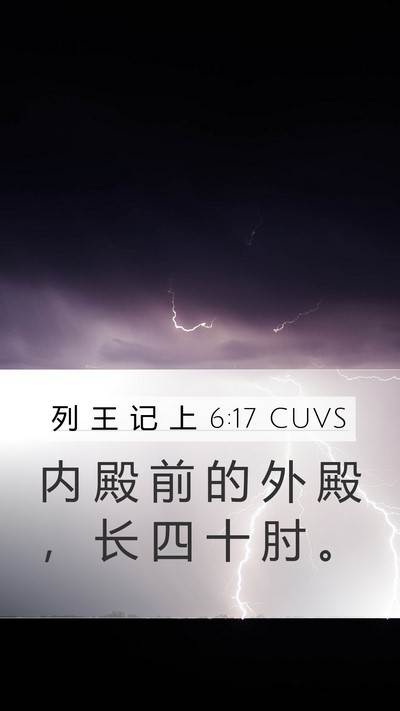 列 王 记 上 6:17 CUVS Mobile Phone Wallpaper - 内 殿 前 的 外 殿 ， 长 四 十 肘 - Mobile Bible Verse Wallpaper
