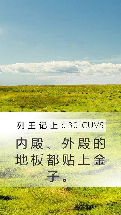 列 王 记 上 6:30 CUVS Mobile Phone Wallpaper - 内 殿 、 外 殿 的 地 板 都 贴 上 金 - Mobile Bible Verse Wallpaper