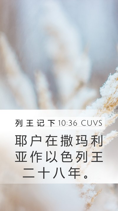 列 王 记 下 10:36 CUVS Mobile Phone Wallpaper - 耶 户 在 撒 玛 利 亚 作 以 色 列 王 - Mobile Bible Verse Wallpaper