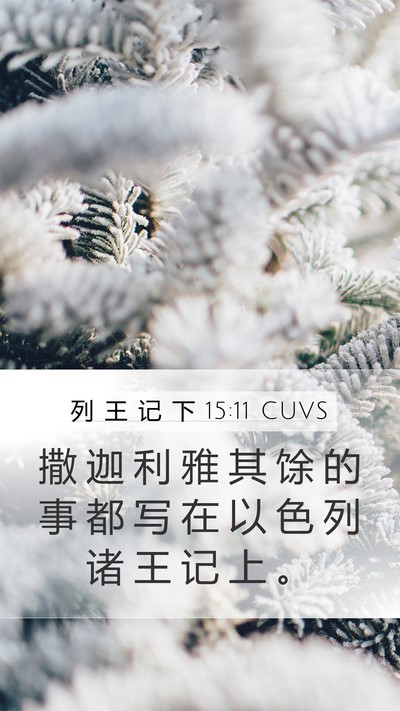 列 王 记 下 15:11 CUVS Mobile Phone Wallpaper - 撒 迦 利 雅 其 馀 的 事 都 写 在 以 - Mobile Bible Verse Wallpaper