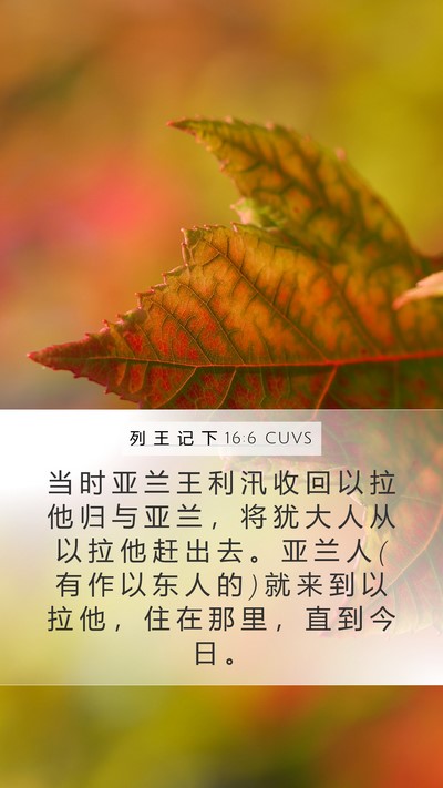 列 王 记 下 16:6 CUVS Bible Verse Image