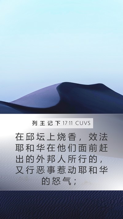 列 王 记 下 17:11 CUVS Mobile Phone Wallpaper - 在 邱 坛 上 烧 香 ， 效 法 耶 和 华 - Mobile Bible Verse Wallpaper