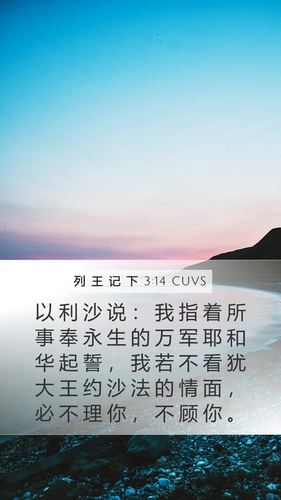 列 王 记 下 3:14 CUVS Mobile Phone Wallpaper - 以 利 沙 说 ： 我 指 着 所 事 奉 永 - Mobile Bible Verse Wallpaper