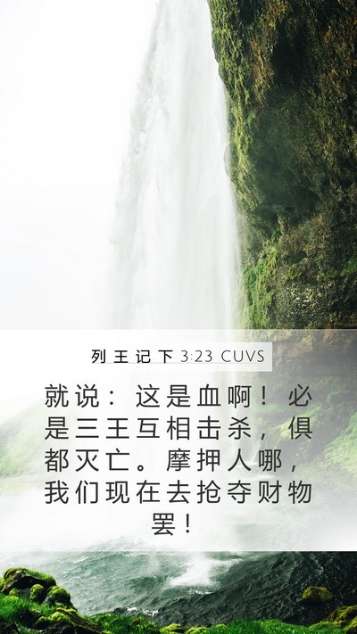 列 王 记 下 3:23 CUVS Mobile Phone Wallpaper - 就 说 ： 这 是 血 啊 ！ 必 是 三 王 - Mobile Bible Verse Wallpaper