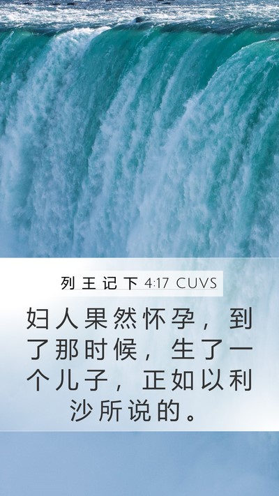 列 王 记 下 4:17 CUVS Mobile Phone Wallpaper - 妇 人 果 然 怀 孕 ， 到 了 那 时 候 - Mobile Bible Verse Wallpaper