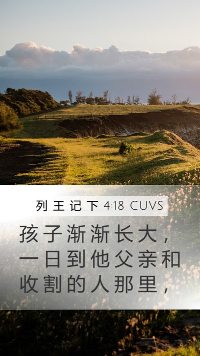 列 王 记 下 4:18 CUVS Mobile Phone Wallpaper - 孩 子 渐 渐 长 大 ， 一 日 到 他 父 - Mobile Bible Verse Wallpaper