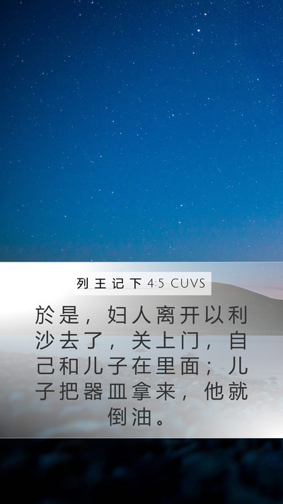 列 王 记 下 4:5 CUVS Mobile Phone Wallpaper - 於 是 ， 妇 人 离 开 以 利 沙 去 了 - Mobile Bible Verse Wallpaper