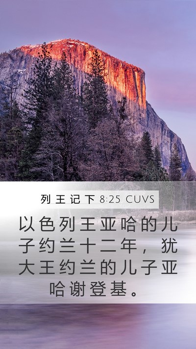 列 王 记 下 8:25 CUVS Mobile Phone Wallpaper - 以 色 列 王 亚 哈 的 儿 子 约 兰 十 - Mobile Bible Verse Wallpaper