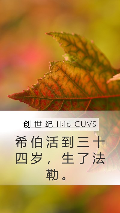 创 世 纪 11:16 CUVS Mobile Phone Wallpaper - 希 伯 活 到 三 十 四 岁 ， 生 了 法 - Mobile Bible Verse Wallpaper