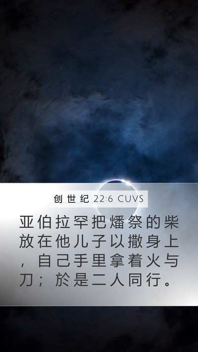 创 世 纪 22:6 CUVS Mobile Phone Wallpaper - 亚 伯 拉 罕 把 燔 祭 的 柴 放 在 他 - Mobile Bible Verse Wallpaper