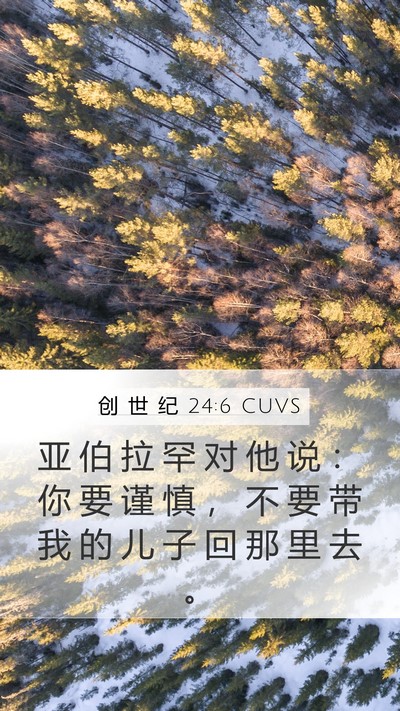 创 世 纪 24:6 CUVS Mobile Phone Wallpaper - 亚 伯 拉 罕 对 他 说 ： 你 要 谨 慎 - Mobile Bible Verse Wallpaper