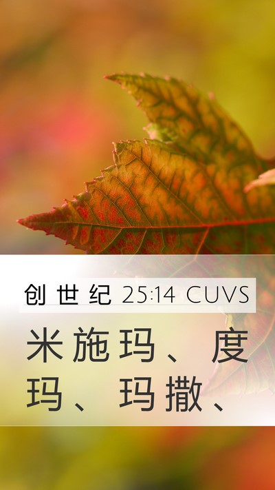 创 世 纪 25:14 CUVS Mobile Phone Wallpaper - 米 施 玛 、 度 玛 、 玛 撒 - Mobile Bible Verse Wallpaper