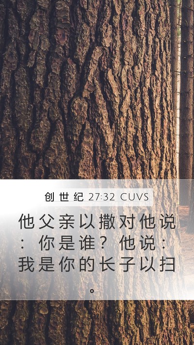 创 世 纪 27:32 CUVS Mobile Phone Wallpaper - 他 父 亲 以 撒 对 他 说 ： 你 是 谁 - Mobile Bible Verse Wallpaper
