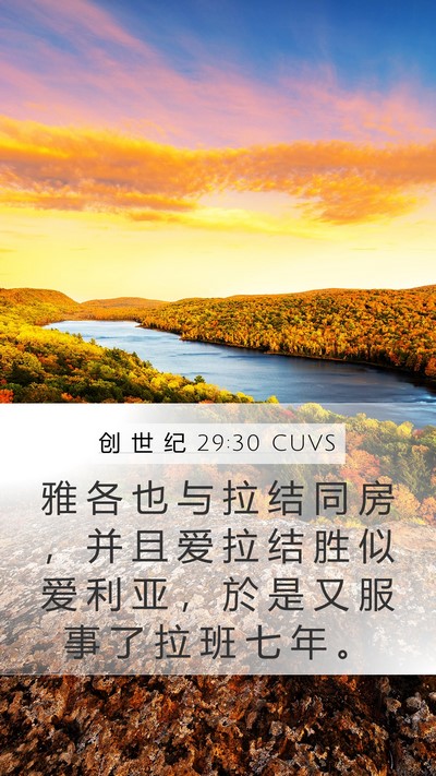 创 世 纪 29:30 CUVS Bible Verse Image