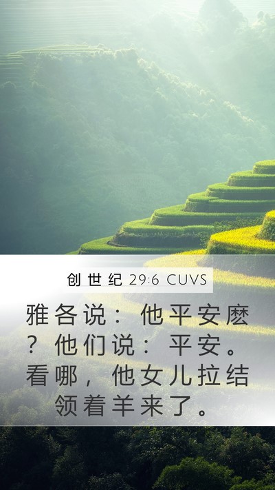 创 世 纪 29:6 CUVS Bible Verse Image
