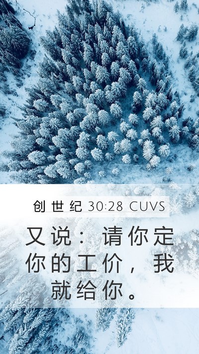 创 世 纪 30:28 CUVS Mobile Phone Wallpaper - 又 说 ： 请 你 定 你 的 工 价 ， 我 - Mobile Bible Verse Wallpaper