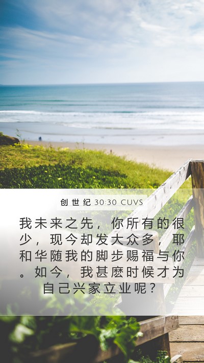 创 世 纪 30:30 CUVS Bible Verse Image