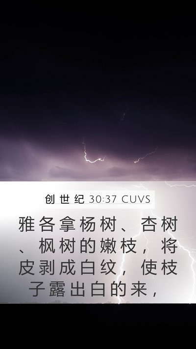 创 世 纪 30:37 CUVS Mobile Phone Wallpaper - 雅 各 拿 杨 树 、 杏 树 、 枫 树 的 - Mobile Bible Verse Wallpaper