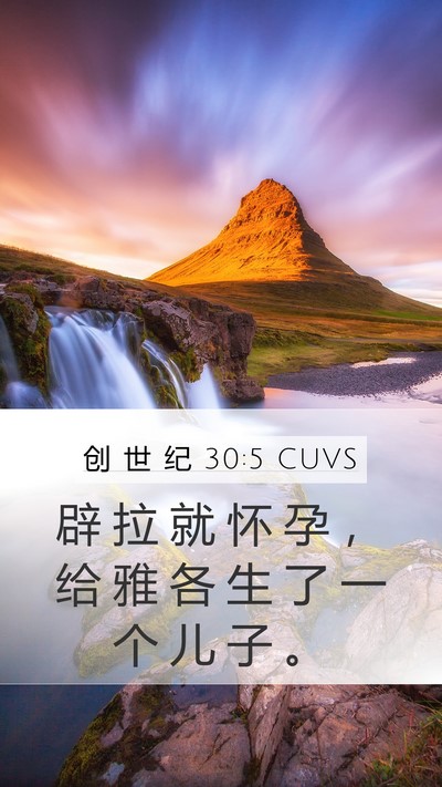 创 世 纪 30:5 CUVS Mobile Phone Wallpaper - 辟 拉 就 怀 孕 ， 给 雅 各 生 了 一 - Mobile Bible Verse Wallpaper