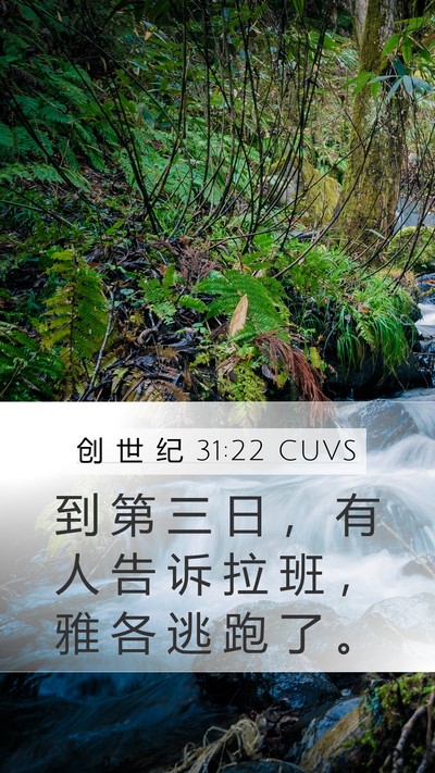 创 世 纪 31:22 CUVS Mobile Phone Wallpaper - 到 第 三 日 ， 有 人 告 诉 拉 班 ， - Mobile Bible Verse Wallpaper