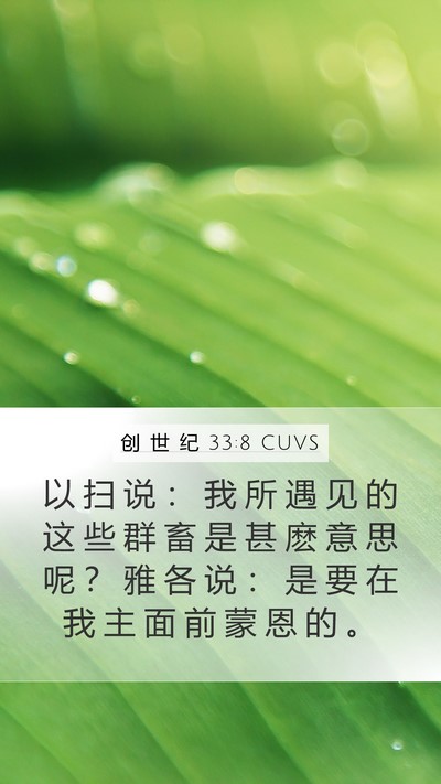 创 世 纪 33:8 CUVS Bible Verse Image