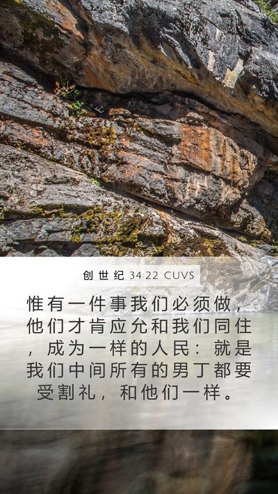 创 世 纪 34:22 CUVS Mobile Phone Wallpaper - 惟 有 一 件 事 我 们 必 须 做 ， 他 - Mobile Bible Verse Wallpaper