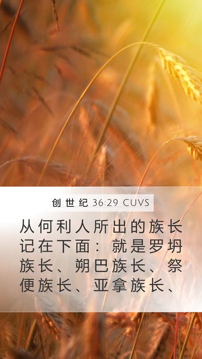 创 世 纪 36:29 CUVS Mobile Phone Wallpaper - 从 何 利 人 所 出 的 族 长 记 在 下 - Mobile Bible Verse Wallpaper