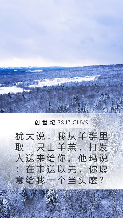 创 世 纪 38:17 CUVS Mobile Phone Wallpaper - 犹 大 说 ： 我 从 羊 群 里 取 一 只 - Mobile Bible Verse Wallpaper