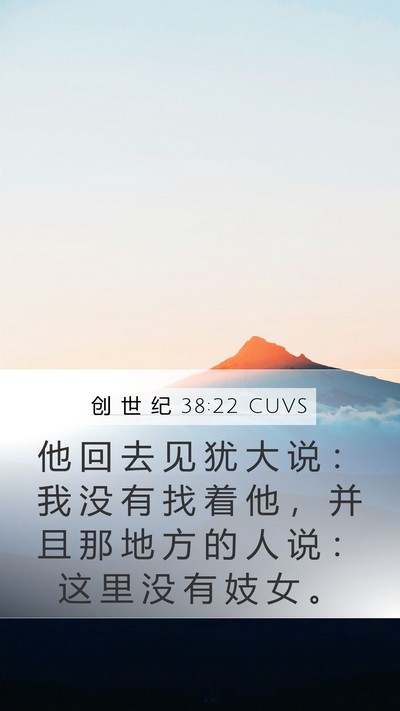 创 世 纪 38:22 CUVS Mobile Phone Wallpaper - 他 回 去 见 犹 大 说 ： 我 没 有 找 - Mobile Bible Verse Wallpaper
