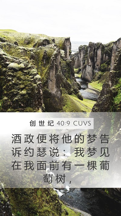 创 世 纪 40:9 CUVS Mobile Phone Wallpaper - 酒 政 便 将 他 的 梦 告 诉 约 瑟 说 - Mobile Bible Verse Wallpaper