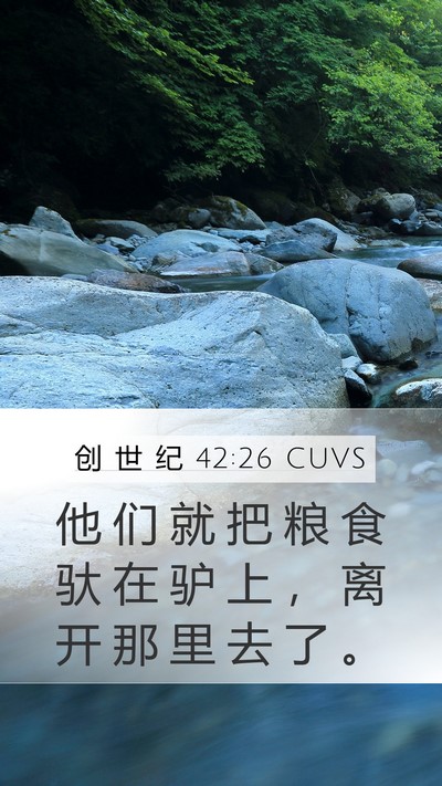 创 世 纪 42:26 CUVS Mobile Phone Wallpaper - 他 们 就 把 粮 食 驮 在 驴 上 ， 离 - Mobile Bible Verse Wallpaper