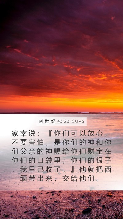 创 世 纪 43:23 CUVS Bible Verse Image