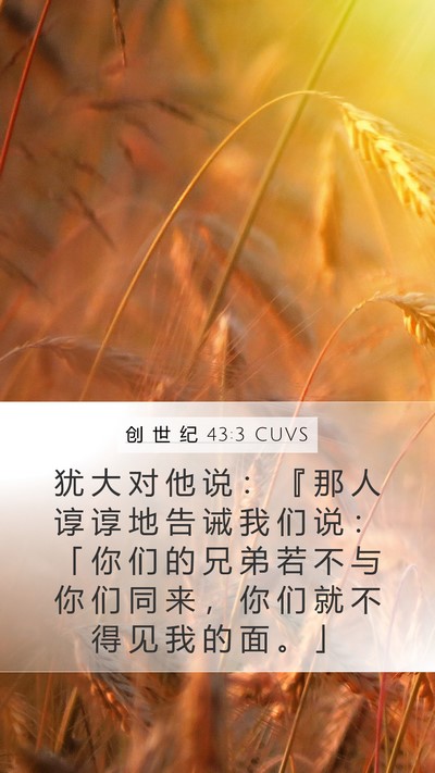 创 世 纪 43:3 CUVS Bible Verse Image