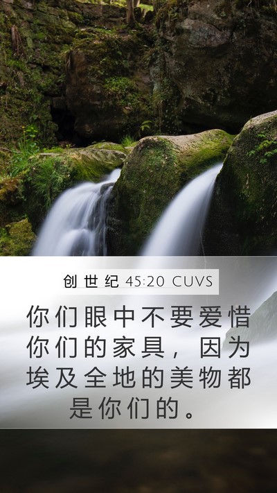 创 世 纪 45:20 CUVS Mobile Phone Wallpaper - 你 们 眼 中 不 要 爱 惜 你 们 的 家 - Mobile Bible Verse Wallpaper
