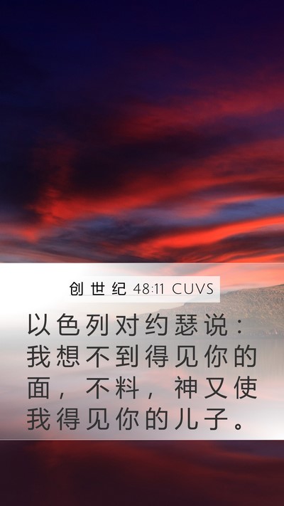 创 世 纪 48:11 CUVS Mobile Phone Wallpaper - 以 色 列 对 约 瑟 说 ： 我 想 不 到 - Mobile Bible Verse Wallpaper
