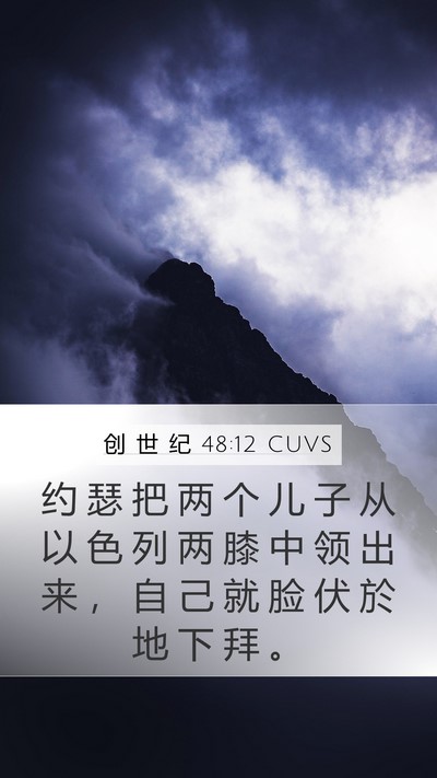 创 世 纪 48:12 CUVS Mobile Phone Wallpaper - 约 瑟 把 两 个 儿 子 从 以 色 列 两 - Mobile Bible Verse Wallpaper
