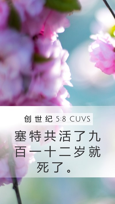 创 世 纪 5:8 CUVS Mobile Phone Wallpaper - 塞 特 共 活 了 九 百 一 十 二 岁 就 - Mobile Bible Verse Wallpaper